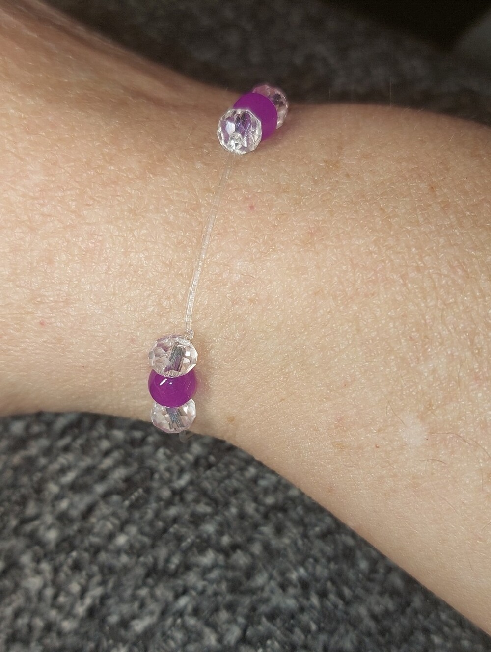 Delicate Purple Bead Floating Bracelet Handmade